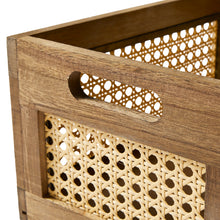 Load image into Gallery viewer, Small Wood and Poly Rattan Cane Weave Storage Crate
