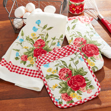 Load image into Gallery viewer, Sweet Rose Kitchen Towel, Oven Mitt, and Pot Holder Set, , Multi-color, 3 Piece
