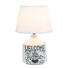 Load image into Gallery viewer, Welcome Home Rustic Ceramic Farmhouse Foyer Entryway Accent Table Lamp with Fabric Shade
