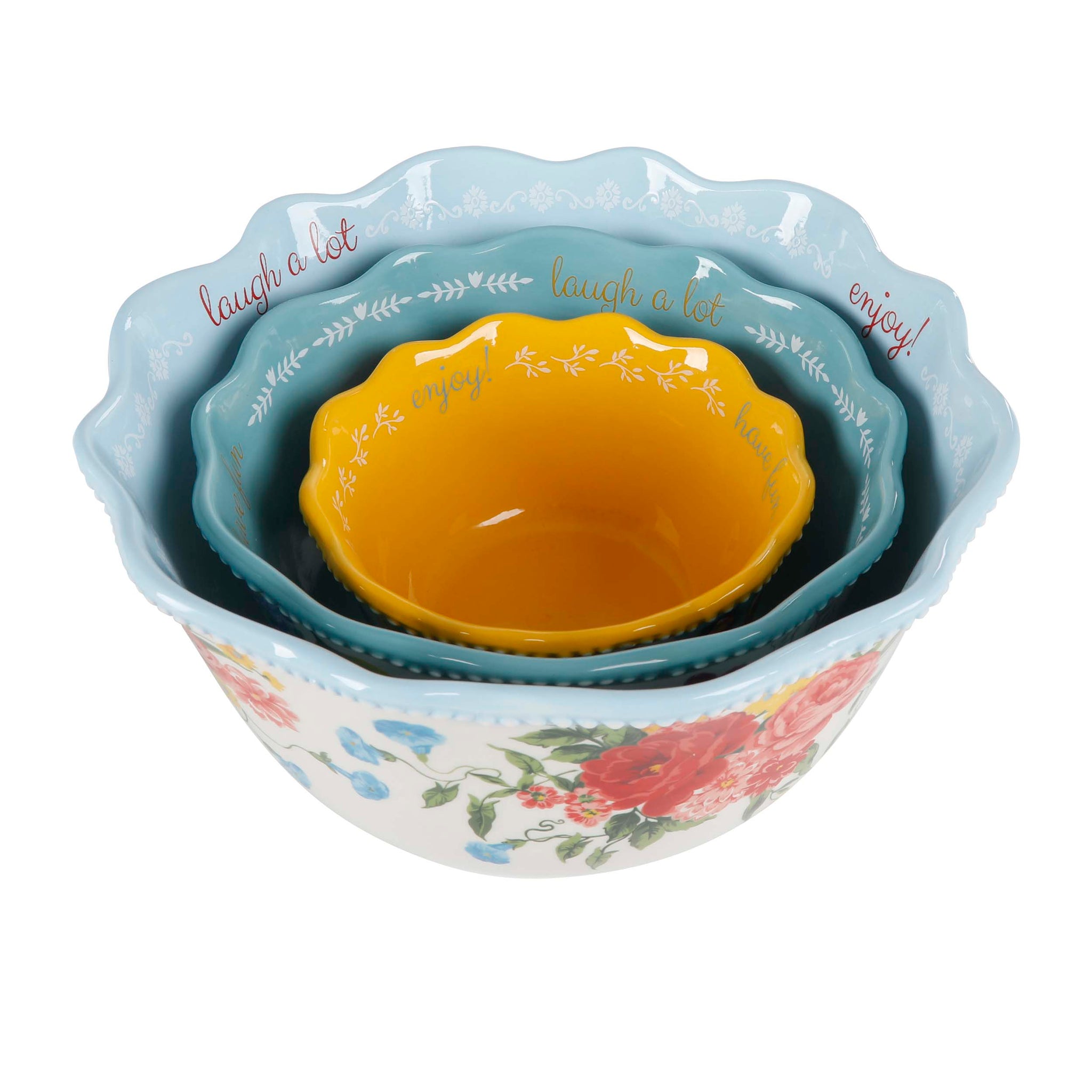 The Pioneer Woman Sweet Rose Rectangle Ceramic Nesting Bowl Set, 6 Piece  Set 