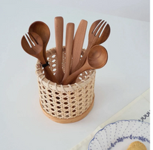 Load image into Gallery viewer, Rattan Chopsticks Storage Handmade Spoon Organizer Holder Pen Pencils Organization Vase Support Home Kitchen Table Decor
