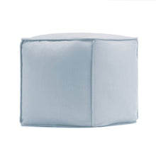 Load image into Gallery viewer, Washed Denim Indoor Floor Pouf Light Blue 16&quot; x 16&quot; x 16&quot;
