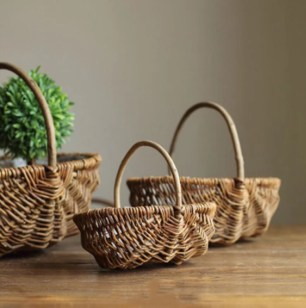 17x15cm Willow Flower Basket Rattan Living Room Portable Flowers Baskets Home Multi-Functional Storage Basket For Outdoor Picnic