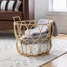 Load image into Gallery viewer, Large Natural Poly Rattan Open Weave Round Basket
