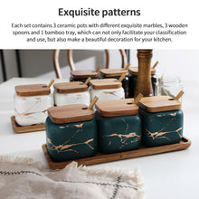 Load image into Gallery viewer, Nordic Style Ceramic Seasoning Jar Set with Chassis Spoons
