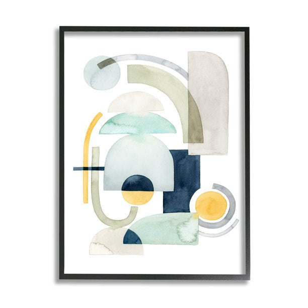 Industries Modern Industrial Shape Collage Abstract Green Blue Yellow, 24 x 30, Design by Grace Popp