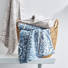 Load image into Gallery viewer, Thick and Plush Sheared Paisley Bath Towel, Blue Linen
