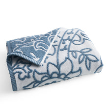 Load image into Gallery viewer, Thick and Plush Sheared Paisley Bath Towel, Blue Linen
