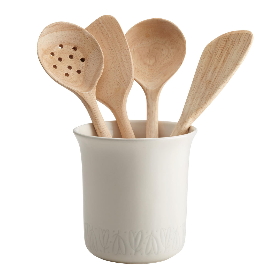 Home Collection Ceramic Tool Crock, French Vanilla