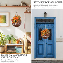 Load image into Gallery viewer, Welcome Sign, Round Wood Sign Hanging,Sunflowers Wreaths Hanging Sign for Home, Outdoor
