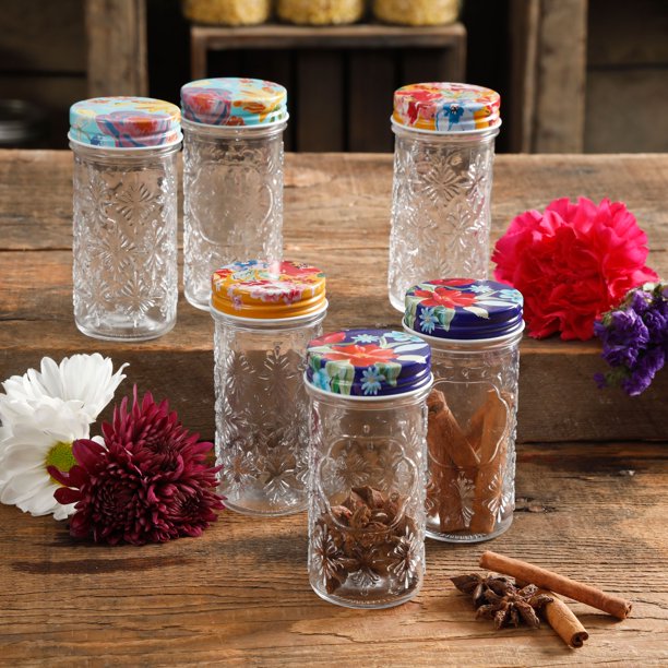 Floral 4.1-Inch Spice Jars