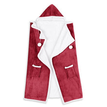 Load image into Gallery viewer, Wearable Hooded Throw Blanket, 52&quot; x 72&quot;, Solid Red Flannel
