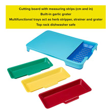 Load image into Gallery viewer, Poly Cutting Board Prep Station Set with Removable Trays, Tasty Blue, 5 Piece

