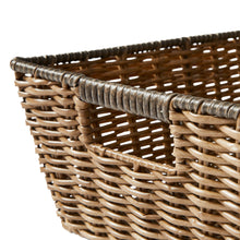 Load image into Gallery viewer, Poly Rattan Storage Basket with Cut-Out Handles, Brown, Rectangle
