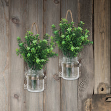 Load image into Gallery viewer, Rustic Mason Jar Wall Sconce Set with Hanging Rope, Set of 2
