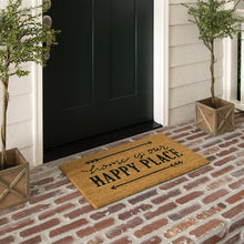 Load image into Gallery viewer, Home Is Our Happy Place Outdoor Coir Doormat, Natural and Blue, 18&#39; x 30&#39;

