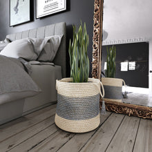 Load image into Gallery viewer, LR Home Bold Striped Off-White Jute Decorative Storage Basket
