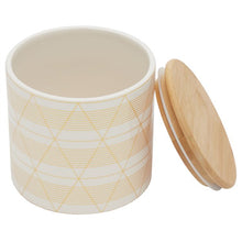 Load image into Gallery viewer, Diamond Stripe Small Ceramic Canister with Bamboo Top
