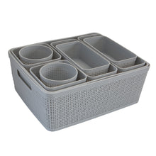 Load image into Gallery viewer, Pack Organizing Basket Set in Gray Plastic 13.78&quot;
