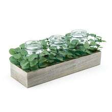 Load image into Gallery viewer, 16-inch 3 Jar Plastic Eucalyptus/Artificial Greenery in Faux MDF Wood Box
