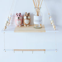Load image into Gallery viewer, 2 Tier Hanging Wooden Rope Shelf
