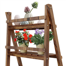 Load image into Gallery viewer, 3-Layer Foldable Ladder Shelf Garden Yard Balcony Brown
