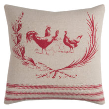 Load image into Gallery viewer, Farmhouse Rooster Cotton With Zipper Closer Decorative Throw Pillow, 20&quot; x 20&quot;, Red
