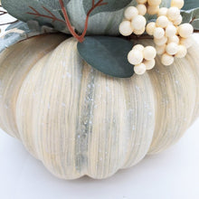 Load image into Gallery viewer, Harvest Green, Orange and White Foam Pumpkin Stack Decoration, 14.5&quot; Tall
