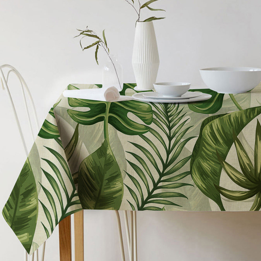 Nordic Style Tablecloth Home Kitchen Party Rectangular Table Cloth Tropical Plants Flower Print Waterproof Decorative Table Cover