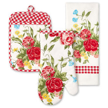 Load image into Gallery viewer, Sweet Rose Kitchen Towel, Oven Mitt, Pot Holder, Multicolor, 16&quot;W x 28&quot;L, 3 Piece
