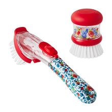 Load image into Gallery viewer, Soap Dispensing Dish Wand and Palm Brush Set, Heritage Floral, 2 Pieces
