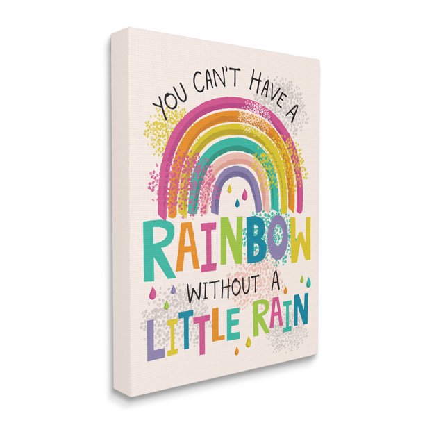 Industries Can't Have Rainbow Without Rain Phrase Inspirational Kids, 36 x 48, Design by Lisa Perry Whitebutton