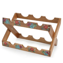 Load image into Gallery viewer, Spring Bouquet 13.9-Inch Acacia Wood Wine Rack
