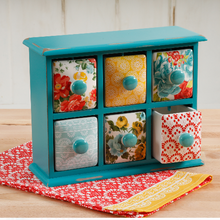 Load image into Gallery viewer, Vintage Floral 6-Drawer Spice &amp; Tea Box
