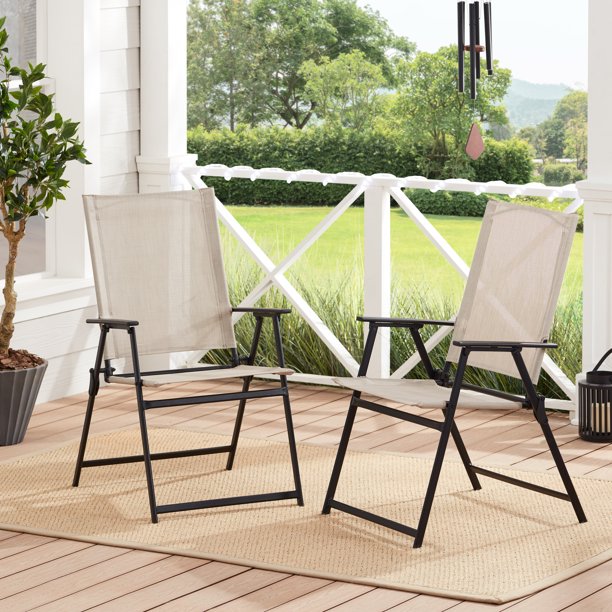 Greyson Square Set of 2 Outdoor Patio Steel Sling Folding Chair