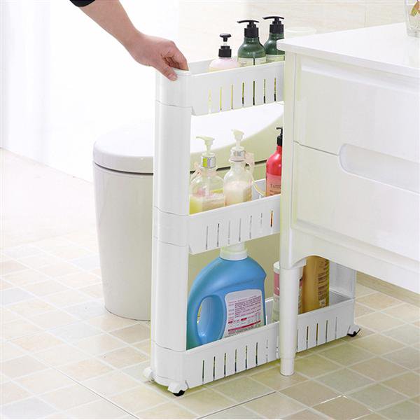 3-Tier Slim Mobile Pull-Out Bathroom or Kitchen Storage