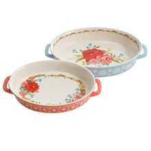 Load image into Gallery viewer, Sweet Rose 2-Piece Ceramic Oval Baker Set, Assorted Colors
