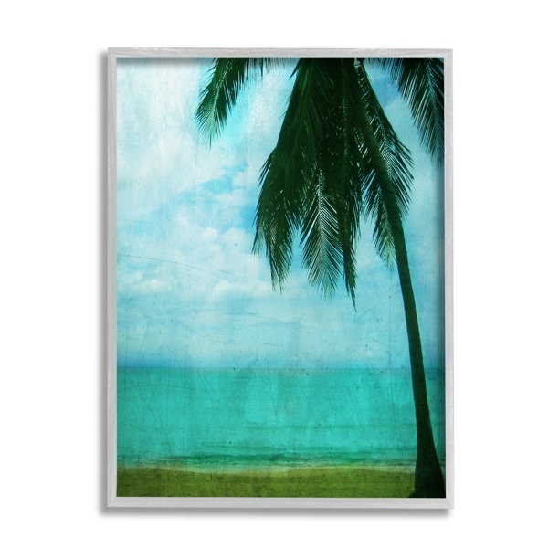 Industries Tropical Coast Palm Tree Silhouette Distressed Scratch Pattern, 11 x 14, Design by Ashley Calhoun