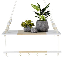 Load image into Gallery viewer, 2 Tier Hanging Wooden Rope Shelf
