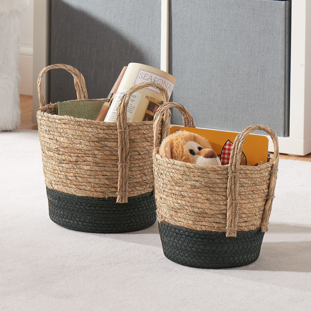 Seagrass & Paper Rope Baskets, Set of 2, 10.5