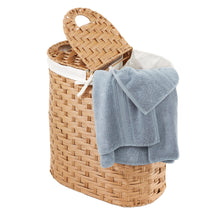 Load image into Gallery viewer, Handwoven Oval Double Laundry Hamper with Liner, Natural
