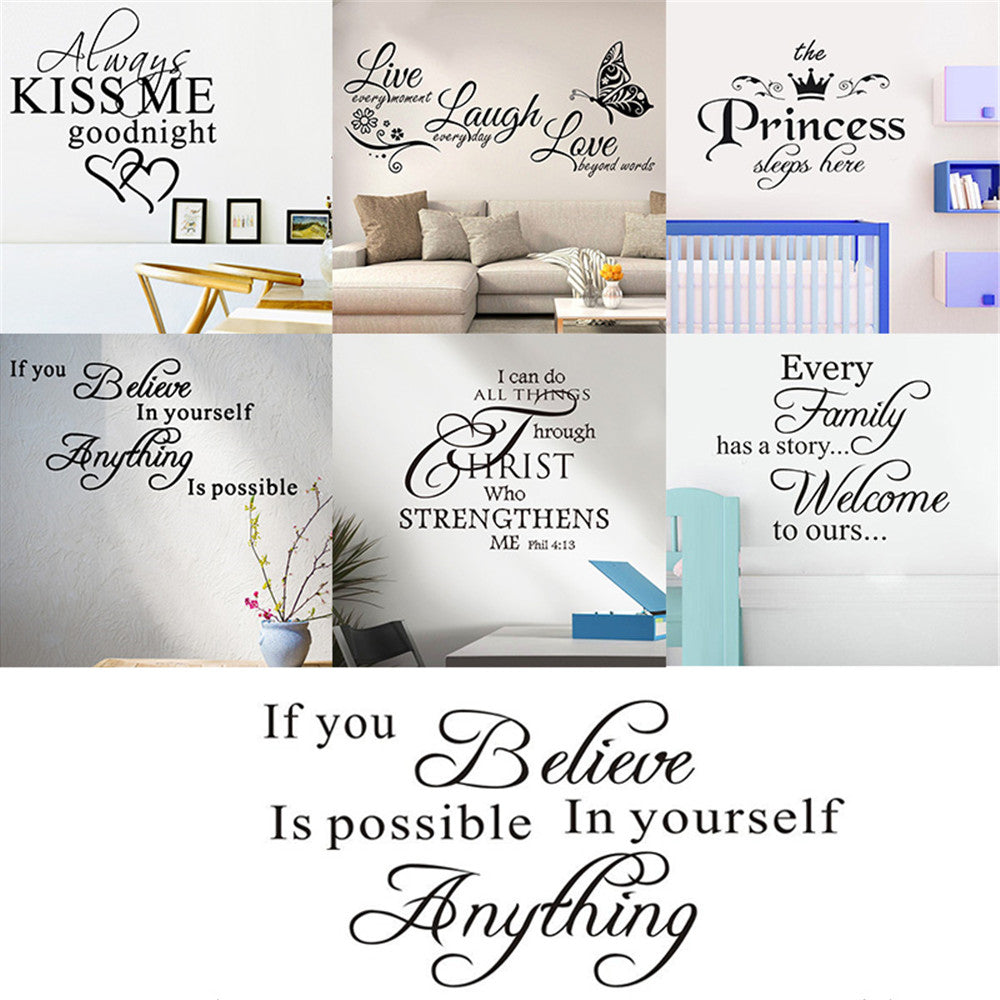 Letter Stickers, Art Decor Wall Stickers Murals for Living Room TV Background Living Bedroom Decoration