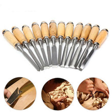 Load image into Gallery viewer, Wood Carving Chisel 12 Pieces Professional Sculpture Woodworking Crafting Tools
