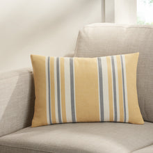Load image into Gallery viewer, Yarn Dyed Variegated Stripe Decorative Oblong Throw Pillow Mustard/Grey 20&quot; x 14&quot;
