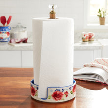 Load image into Gallery viewer, PW Stoneware Paper Towel Holder and Utensil Holder Combo, Decal Floral
