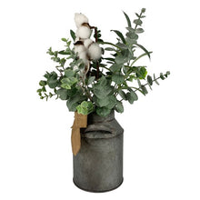 Load image into Gallery viewer, Faux Cotton Plant in Galvanized Bucket, 16&quot;
