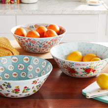 Load image into Gallery viewer, Set of 3 10-inch Salad Bowls in Assorted Patterns
