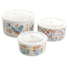 Load image into Gallery viewer, 6 Pcs Dazzling Dahlias Ceramic Bowl Set with Lids
