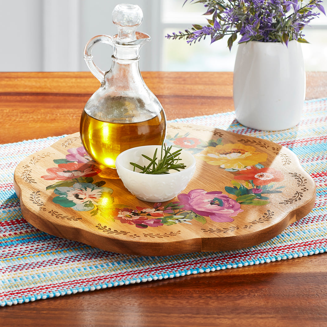 The Pioneer Woman 12-Inch Floral Wood Lazy Susan