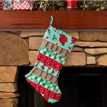 Load image into Gallery viewer, Blue Retro Holiday Floral Ruffle Polyester Christmas Stocking, 20&quot;
